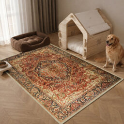 Oxford Homeware Non-Slip Cashmere Rug Washable Living Room Bedroom Rugs (Floral, 40X60Cm) - thumbnail 6