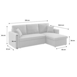 Sweeek - 3-Seater Reversible Corner Sofa Bed With Storage Ida Velvet Charcoal Grey 219X147X68 Cm - thumbnail 8