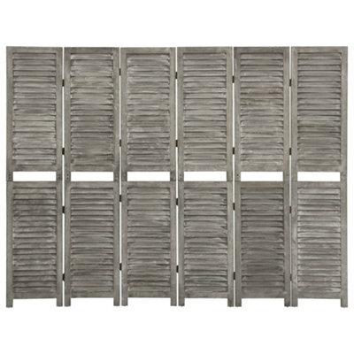 Vidaxl 6-Panel Room Divider Grey 214X166 Cm Solid Wood Room Dividers - image 1