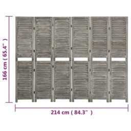 Vidaxl 6-Panel Room Divider Grey 214X166 Cm Solid Wood Room Dividers - thumbnail 7