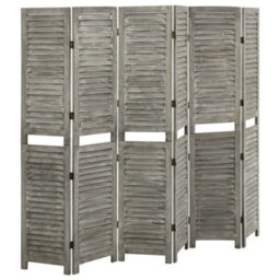 Vidaxl 6-Panel Room Divider Grey 214X166 Cm Solid Wood Room Dividers - thumbnail 4