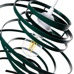 Happy Homewares Contemporary Forest Green Gloss Metal Double Ribbon Spiral Swirl Pendant Shade - thumbnail 2