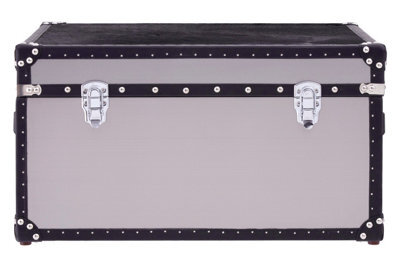 Orsina Black And White Genuine Cowhide Storage Trunk,organizing Chest With Metallic Studs,ideal For Modern Homes - image 1