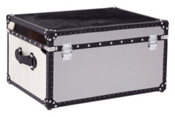 Orsina Black And White Genuine Cowhide Storage Trunk,organizing Chest With Metallic Studs,ideal For Modern Homes - thumbnail 3