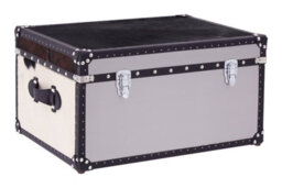 Orsina Black And White Genuine Cowhide Storage Trunk,organizing Chest With Metallic Studs,ideal For Modern Homes - thumbnail 2