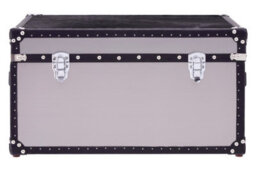 Orsina Black And White Genuine Cowhide Storage Trunk,organizing Chest With Metallic Studs,ideal For Modern Homes