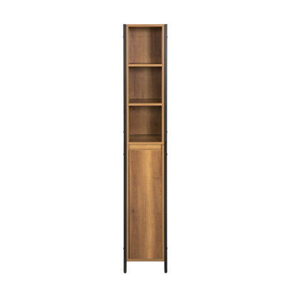 Sobuy Bzr62-Pf,bathroom Storage Cabinet With 3 Open Shelves And 1 Door,freestanding Narrow Bathroom Unit,neutral - image 1