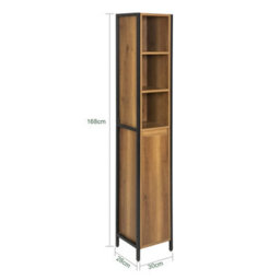 Sobuy Bzr62-Pf,bathroom Storage Cabinet With 3 Open Shelves And 1 Door,freestanding Narrow Bathroom Unit,neutral - thumbnail 3
