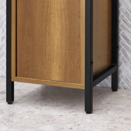 Sobuy Bzr62-Pf,bathroom Storage Cabinet With 3 Open Shelves And 1 Door,freestanding Narrow Bathroom Unit,neutral - thumbnail 8