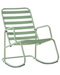 Beliani Green Aluminium Slatted Garden Rocking Chair, Lightweight Rust-Resistant Outdoor Seat (W66 X D96 X H92Cm) - thumbnail 3