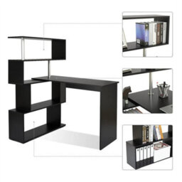 Shaped Computer Desk Corner Pc Table  Rotatable Shelve Office - thumbnail 5