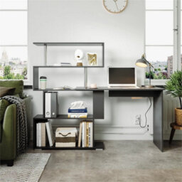 Shaped Computer Desk Corner Pc Table  Rotatable Shelve Office - thumbnail 2