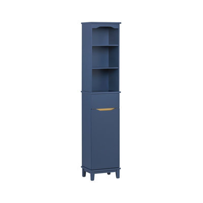 Sobuy Bzr112-B,bathroom Storage Cabinet Tall Slim Freestanding Unit With 3 Open Shelves And Drawer - image 1