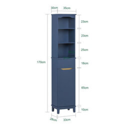 Sobuy Bzr112-B,bathroom Storage Cabinet Tall Slim Freestanding Unit With 3 Open Shelves And Drawer - thumbnail 3