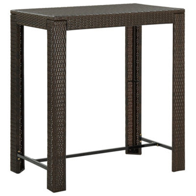 Walplus Garden Bar Table Brown 100X60.5X110.5 Cm Poly Rattan - image 1