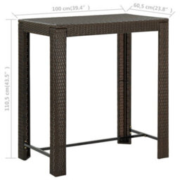 Walplus Garden Bar Table Brown 100X60.5X110.5 Cm Poly Rattan - thumbnail 6