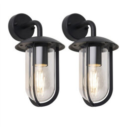 First Choice Lighting Set Of 2 Bronty - Black Outdoor Wall Lights - thumbnail 1