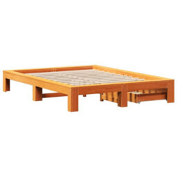 Berkfield Bed Frame Without Mattress Wax Brown 140X190 Cm Solid Wood Pine - thumbnail 8