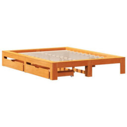 Berkfield Bed Frame Without Mattress Wax Brown 140X190 Cm Solid Wood Pine - thumbnail 3