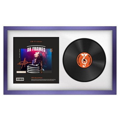 "30X17"" Purple Modern Vinyl Record Frame With White Mount For 12 Inch Lp Album Cover & Disc - Ak Frames" - image 1