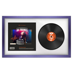 "30X17"" Purple Modern Vinyl Record Frame With White Mount For 12 Inch Lp Album Cover & Disc - Ak Frames" - thumbnail 1