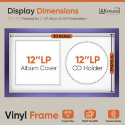 "30X17"" Purple Modern Vinyl Record Frame With White Mount For 12 Inch Lp Album Cover & Disc - Ak Frames" - thumbnail 2