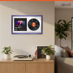 "30X17"" Purple Modern Vinyl Record Frame With White Mount For 12 Inch Lp Album Cover & Disc - Ak Frames" - thumbnail 5