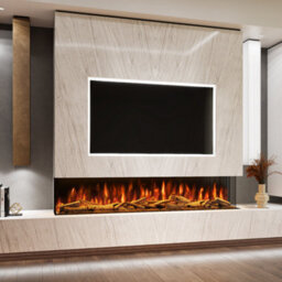 Evolution Fires Advance 2000 Media Wall Electric Fire, 3-Sided Glass, Ultra Realistic Led Flame, Remote Control