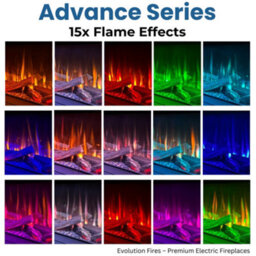 Evolution Fires Advance 2000 Media Wall Electric Fire, 3-Sided Glass, Ultra Realistic Led Flame, Remote Control - thumbnail 3