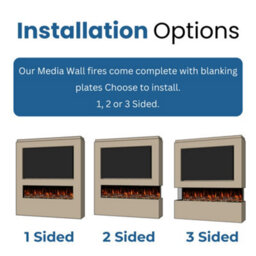 Evolution Fires Advance 2000 Media Wall Electric Fire, 3-Sided Glass, Ultra Realistic Led Flame, Remote Control - thumbnail 9