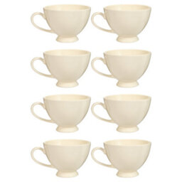 Dibor Set Of 8 Montmartre Large White Ceramic Tea Cups Coffee Mugs H9.7Cm X Dia13.5Cm - thumbnail 2