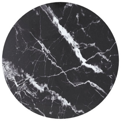 Berkfield Table Top Black Radius 40X0.8 Cm Tempered Glass With Marble Design - image 1