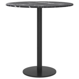 Berkfield Table Top Black Radius 40X0.8 Cm Tempered Glass With Marble Design - thumbnail 3