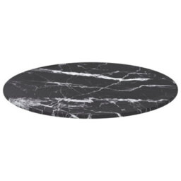 Berkfield Table Top Black Radius 40X0.8 Cm Tempered Glass With Marble Design - thumbnail 2