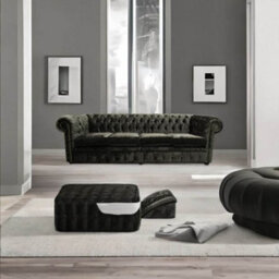 Chesterfield 4 Seater Sofa Settee Senso Ebony Black Velvet Fabric In Classic Style - thumbnail 4