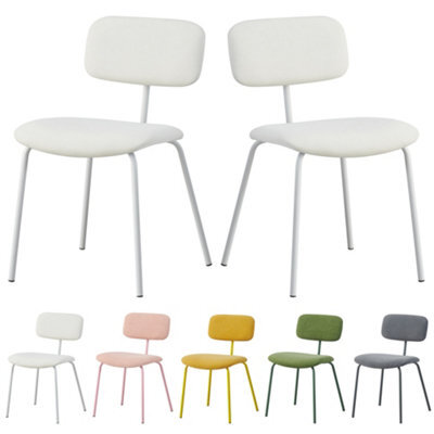 Mof Modern Upholstered Dining Chairs Set Of 2 Fabric Padded Seat With Metal Legs (White X2) - image 1