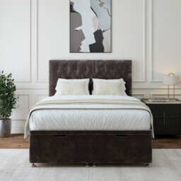 Bedmaster Charcoal Chenille Ottoman Divan Base And Button Headboard Single - thumbnail 1