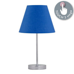 First Choice Lighting Chrome Touch Operated Table Lamp With Royal Blue Shade - thumbnail 2