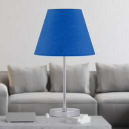 First Choice Lighting Chrome Touch Operated Table Lamp With Royal Blue Shade - thumbnail 3