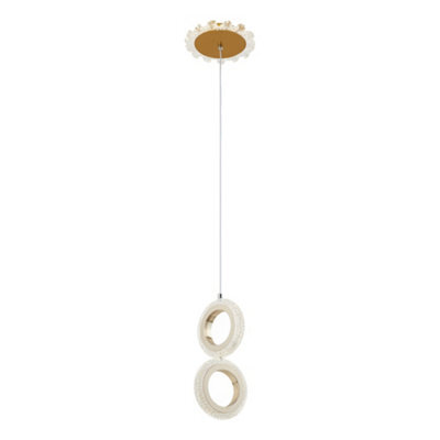 Living And Home 110Cm Gold Double Rings Led Pendant Light,3 Color Dimmable,for Bedrooms,entryways Hallways Or Dining Areas - image 1