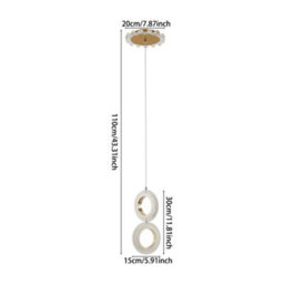Living And Home 110Cm Gold Double Rings Led Pendant Light,3 Color Dimmable,for Bedrooms,entryways Hallways Or Dining Areas - thumbnail 7