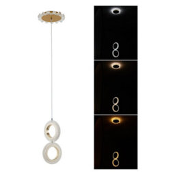 Living And Home 110Cm Gold Double Rings Led Pendant Light,3 Color Dimmable,for Bedrooms,entryways Hallways Or Dining Areas - thumbnail 2