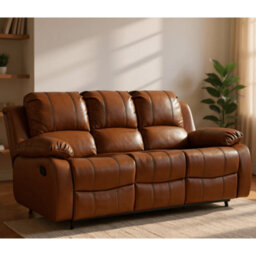 Furniture Instore Valencia Tan Leather Manual Recliner 3+1 Seater Sofa Set - thumbnail 2