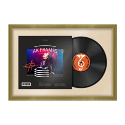"AK Frames 25X17"" Gold Classic Vinyl Record Frame With Ivory Mount For 12 Inch Lp Cover & Disc - Overlapped Design" - thumbnail 1