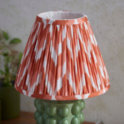 Luminosa Lighting Luminosa Bobble Olive Green Glaze Table Lamp With Apricot Orange Fabric Zigzag Shade 25Cm B22 - thumbnail 4