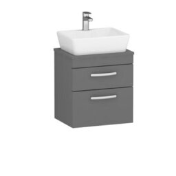 Royal Bathrooms 500mm Wall Hung Vanity Unit 2 Drawer Indigo Grey Gloss & Cube Countertop Basin - thumbnail 4