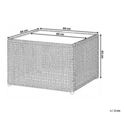 Beliani Garden Coffee Table Omegana 66 Cm 66 Cm Pe Rattan Beige - thumbnail 3