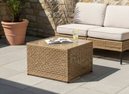 Beliani Garden Coffee Table Omegana 66 Cm 66 Cm Pe Rattan Beige - thumbnail 2