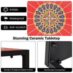 Costway Sofa Side Table C-Shaped Outdoor Coffee Snack Table Laptop Stand Metal Frame - thumbnail 5