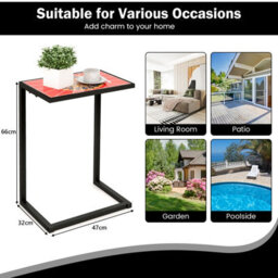 Costway Sofa Side Table C-Shaped Outdoor Coffee Snack Table Laptop Stand Metal Frame - thumbnail 3